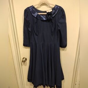 Belle Poque Women's Solid Navy Retro 50's Style Fit & Flare Cosplay Dress XL